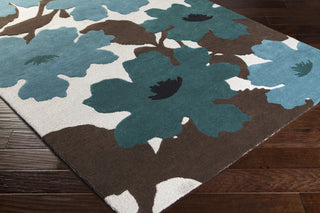 Surya Organic Modern OMR-1030 Teal Hand Tufted Area Rug by Jef Designs 5x8 Corner