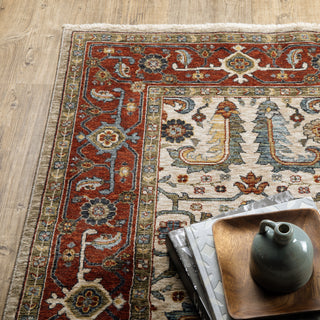 Oriental Weavers Aberdeen 144D1 Ivory/Red Area Rug Corner Room Scene 