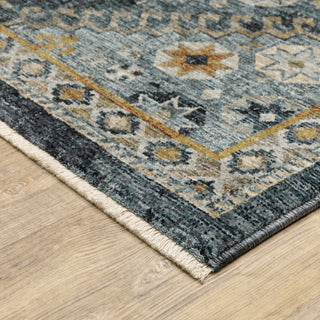 Oriental Weavers Aberdeen 7150B Blue/Gold Area Rug Corner Image