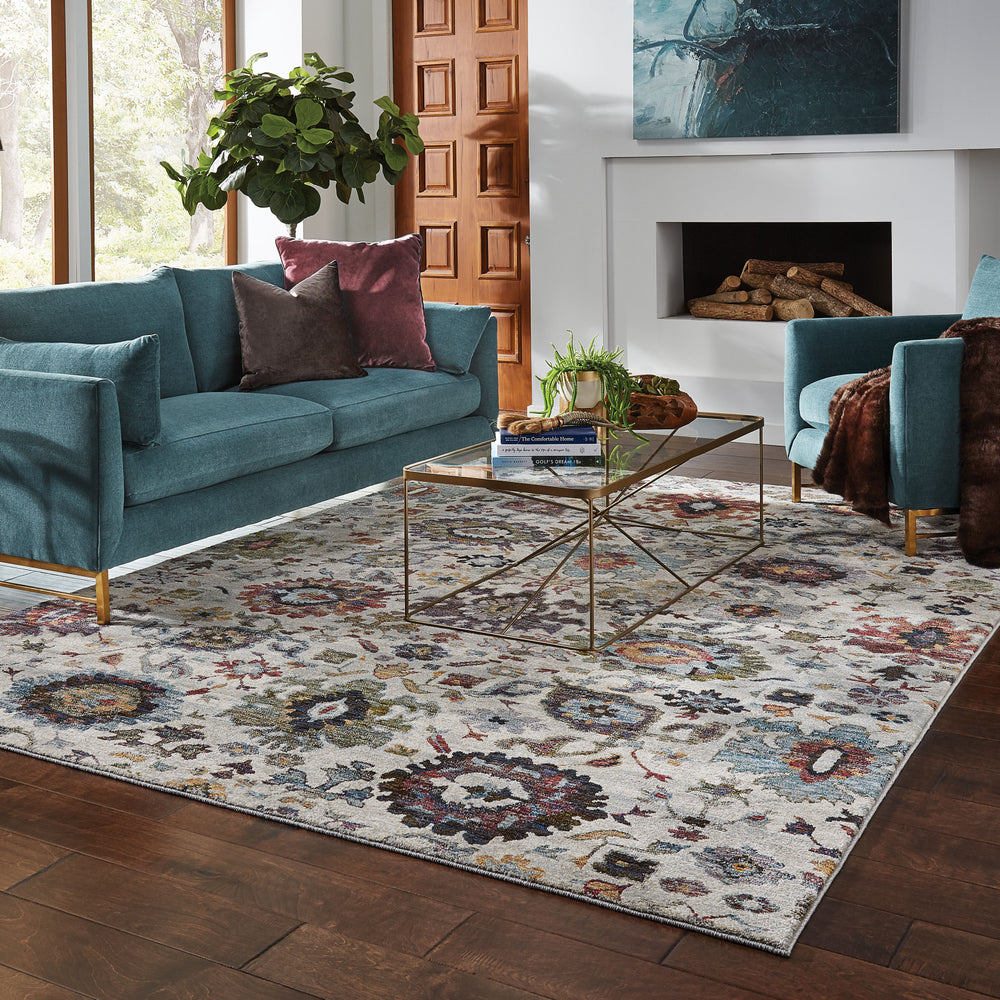 Oriental Weavers Andorra 7129A Stone/ Multi Area Rug Room Scene Feature