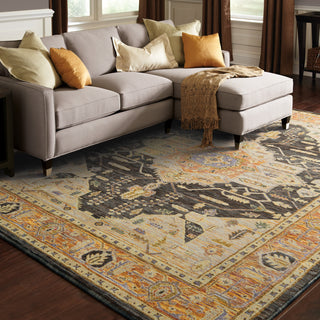 Oriental Weavers Andorra 7138B Gold/ Grey Area Rug Roomshot Feature
