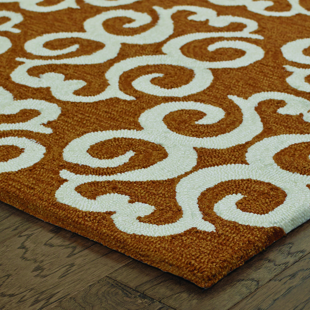 Tommy Bahama Atrium 51107 Orange Area Rug Corner Feature