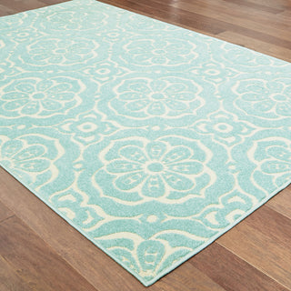 Oriental Weavers Barbados 539L4 Blue/Ivory Area Rug On Wood