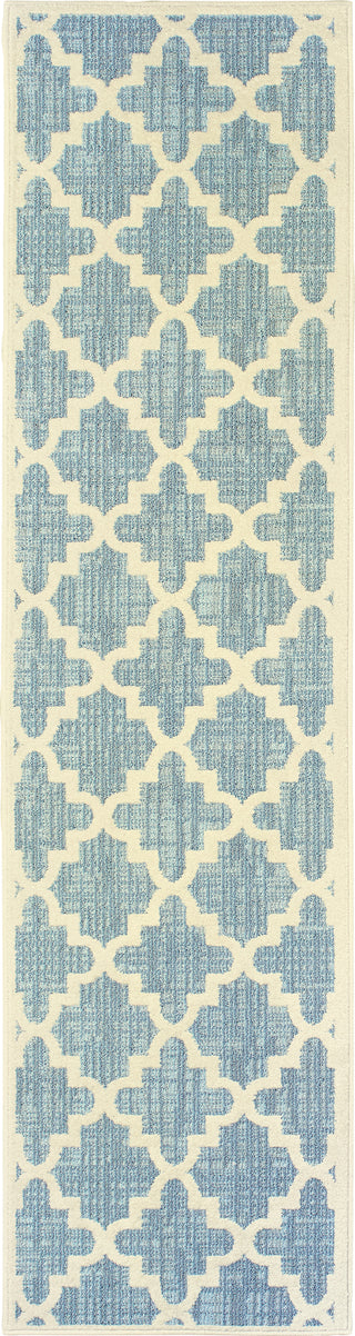 Oriental Weavers Barbados 6437J Blue/Ivory Area Rug  Runner 