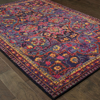 Oriental Weavers Bohemian 2268M Navy/ Pink Area Rug Detail Shot Feature