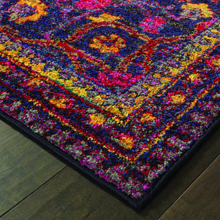 Oriental Weavers Bohemian 2268M Navy/ Pink Area Rug Corner Shot