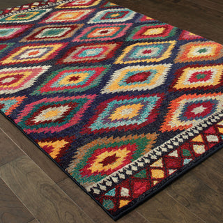 Oriental Weavers Bohemian 668N5 Navy/ Multi Area Rug Detail Shot Feature