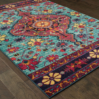 Oriental Weavers Bohemian 8222L Blue/ Pink Area Rug Detail Shot