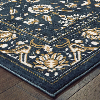 Oriental Weavers Bowen 534L2 Navy Gold Area Rug Corner Featured
