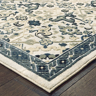 Oriental Weavers Bowen 073J2 Ivory Navy Area Rug Corner Featured