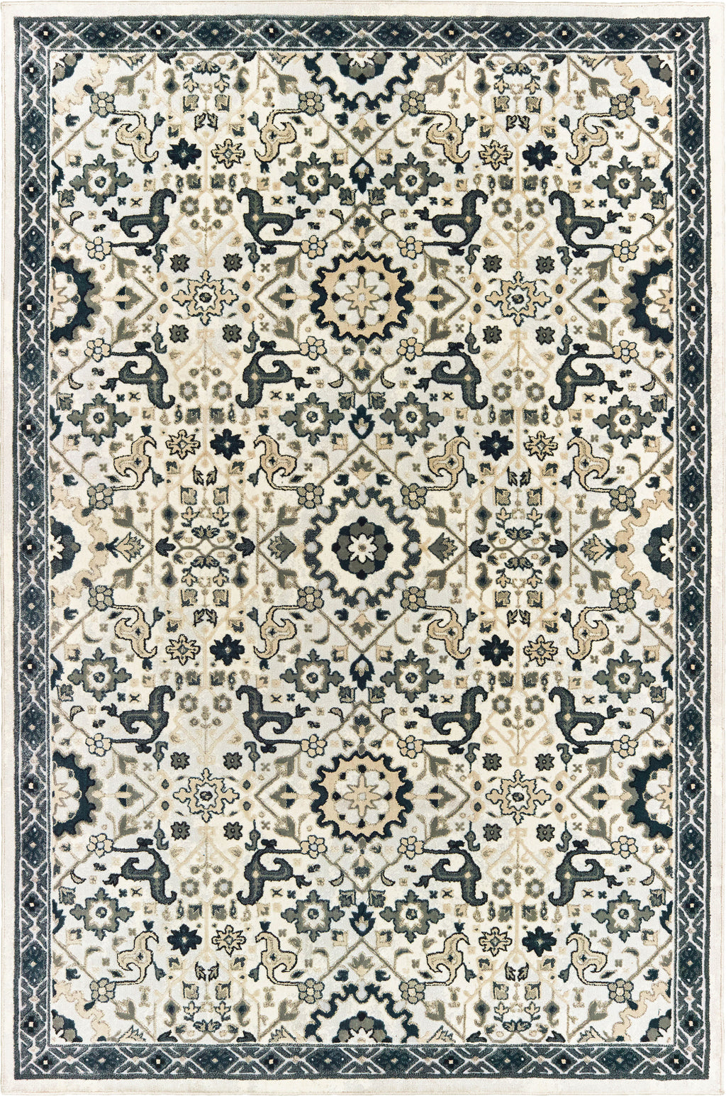 Oriental Weavers Bowen 073J2 Ivory Navy Area Rug Incredible Rugs and
