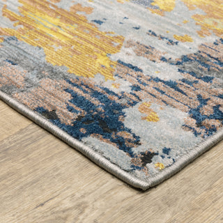 Oriental Weavers Caravan 530V8 Yellow/ Blue Area Rug Corner On Wood