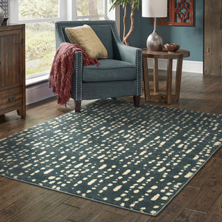 Oriental Weavers Carson 9673B Blue Ivory Area Rug Lifestyle Image Feature