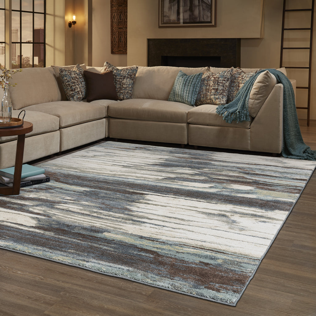 Oriental Weavers Carson 9675A Blue Ivory Area Rug Lifestyle Image Feature