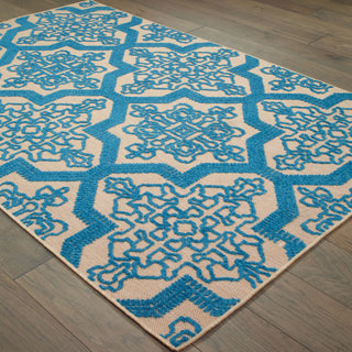 Oriental Weavers Cayman 2541M Sand/ Blue Area Rug Detail Shot Feature