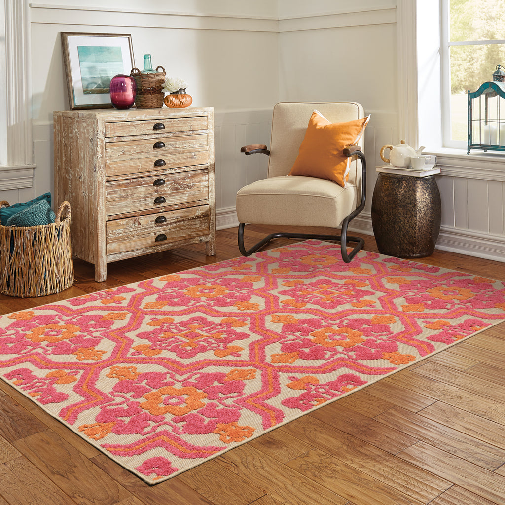 Oriental Weavers Cayman 2541V Sand/ Pink Area Rug Incredible Rugs and