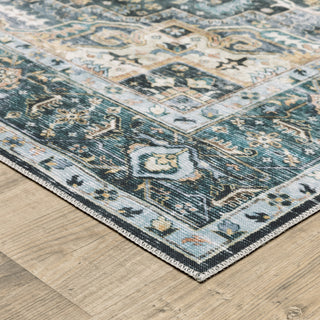 Oriental Weavers Charleston CHA01 Blue/Ivory Area Rug Corner Image