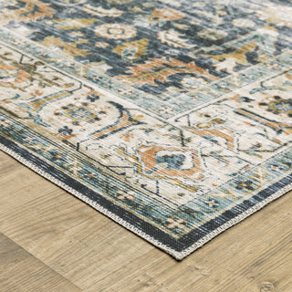 Oriental Weavers Charleston CHA05 Blue/Gold Area Rug Corner Image