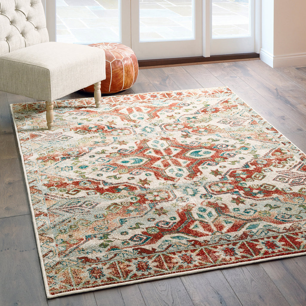 Oriental Weavers Dawson 8533A Rust/Ivory Area Rug Lifestyle Image Feature