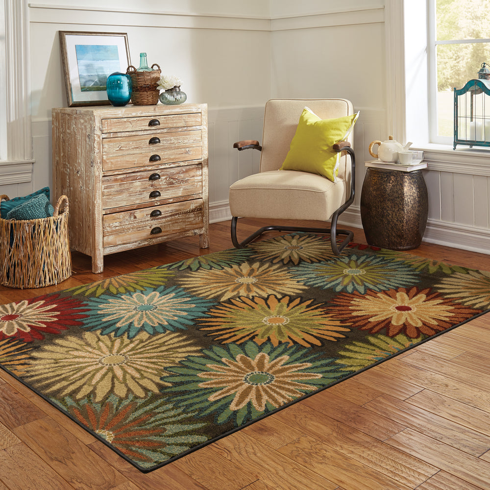 Oriental Weavers Emerson 2820A Charcoal/Blue Area Rug Lifestyle Image Feature