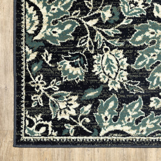 Oriental Weavers Evandale 9838B Navy/Ivory Area Rug Corner Image