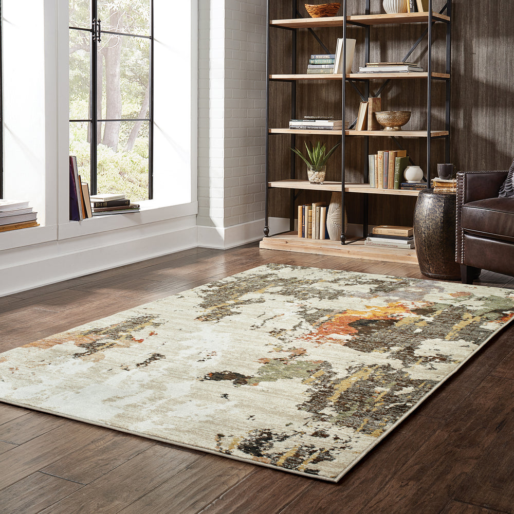 Oriental Weavers Evolution 7770J Beige/ Charcoal Area Rug Room Scene Featured