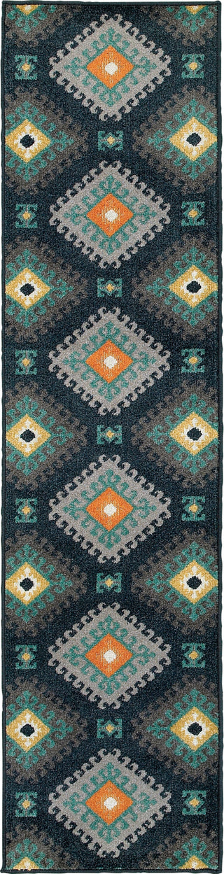 Oriental Weavers Hampton 4929B Navy/Grey Area Rug Runner Image