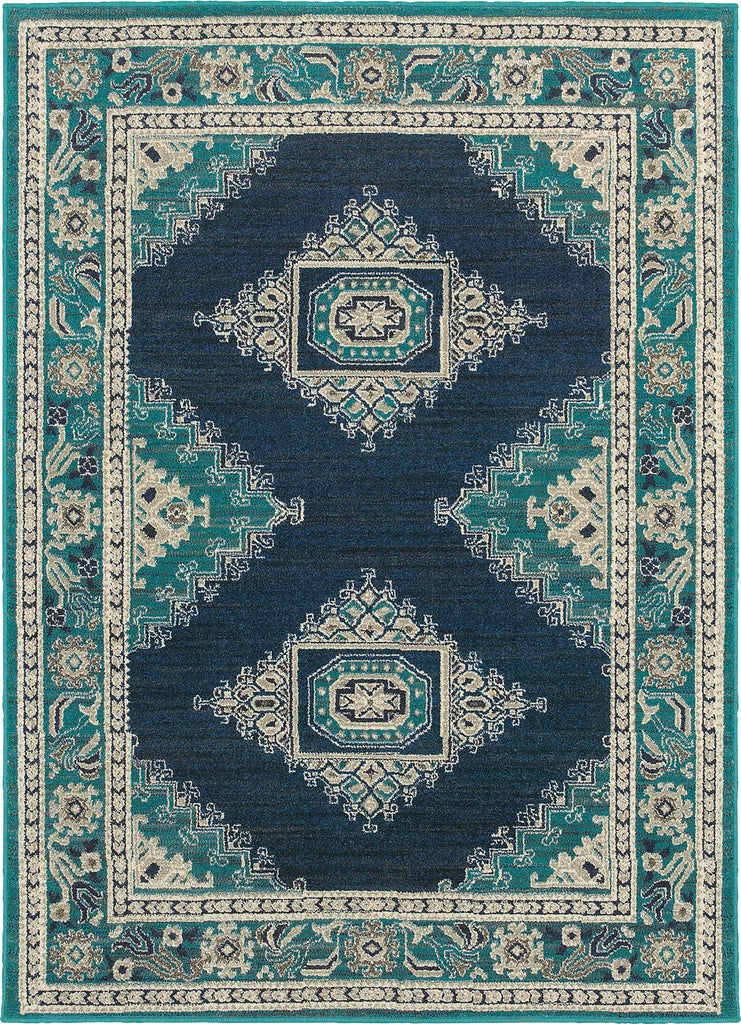 Oriental Weavers Highlands 6658A Blue/Ivory Area Rug main image featured