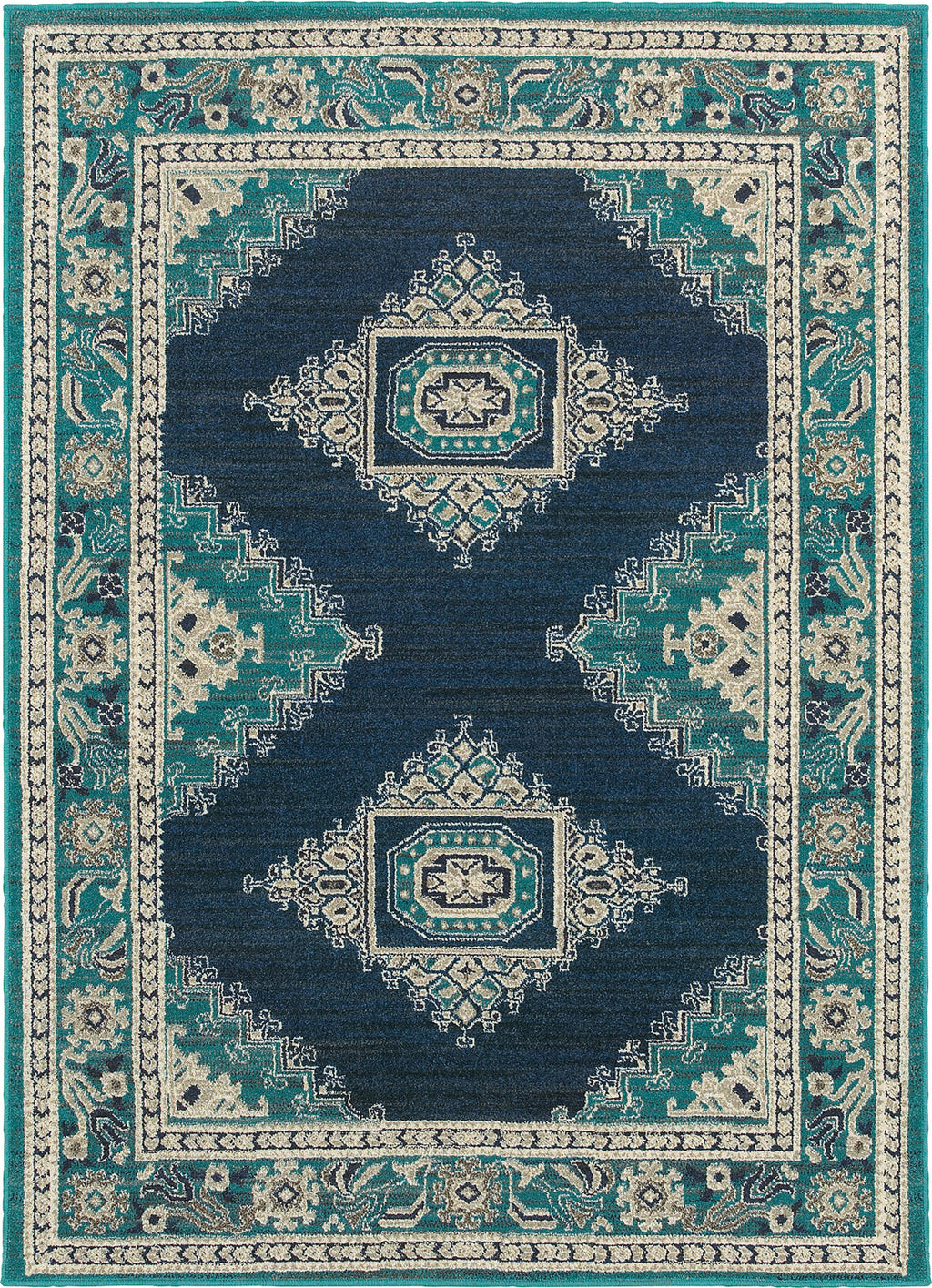 Oriental Weavers Highlands 6658A Blue/Ivory Area Rug main image featured