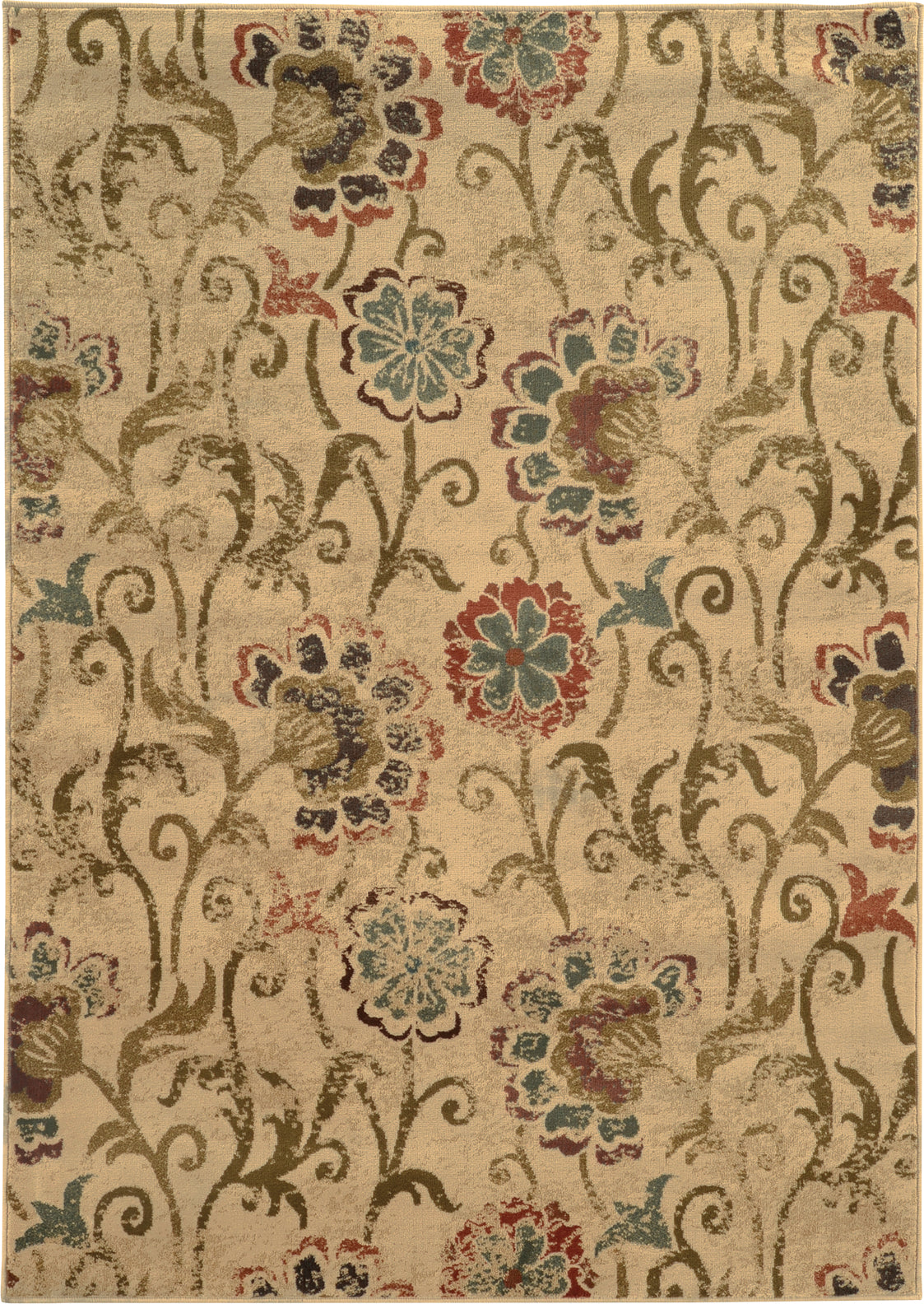 Oriental Weavers Hudson 4877B Ivory/Green Area Rug Main Image Featured