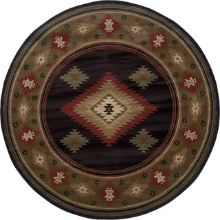 Oriental Weavers Hudson 087G1 Black/Green Area Rug Round