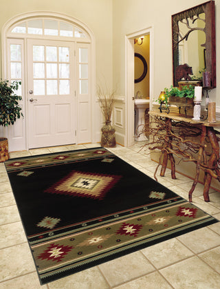 Oriental Weavers Hudson 087G1 Black/Green Area Rug Lifestyle Image Feature