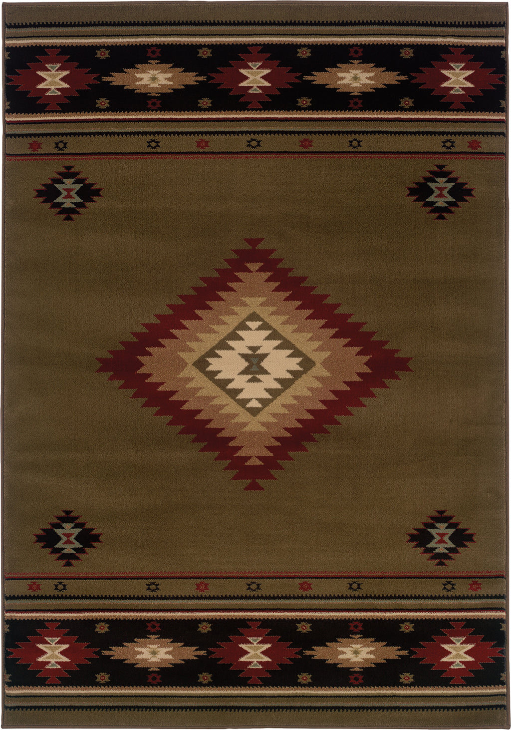 Oriental Weavers Hudson 087J1 Green/Red Area Rug main image featured