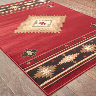 Oriental Weavers Hudson 087K1 Red/Green Area Rug Closeup Feature