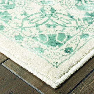 Oriental Weavers Jayden 7371C Ivory/ Blue Area Rug Corner Shot