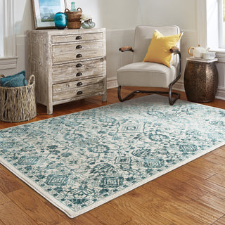 Oriental Weavers Jayden 7371C Ivory/ Blue Area Rug Roomshot Feature