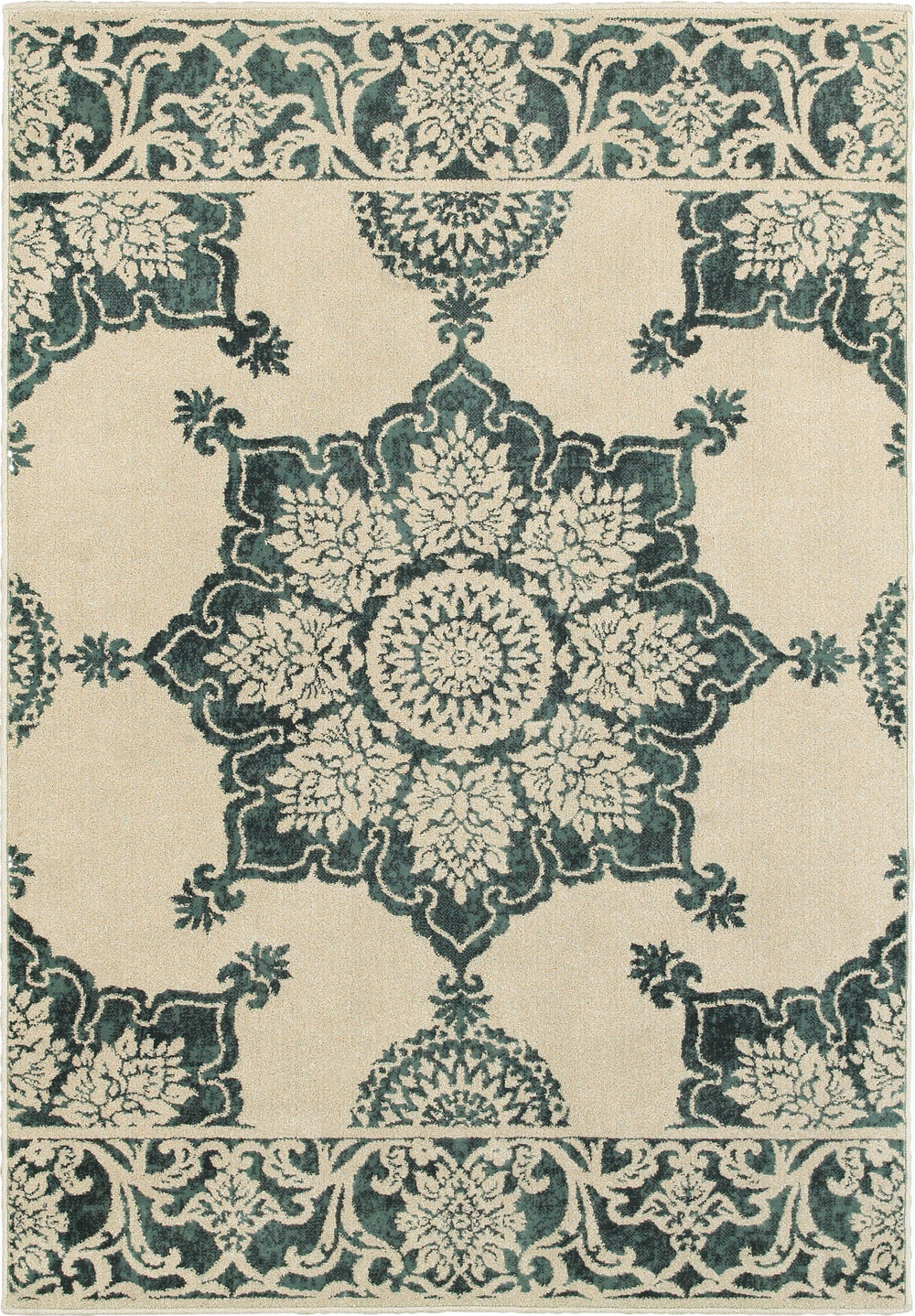 Oriental Weavers Jayden 7416A Ivory/ Blue Area Rug main image featured