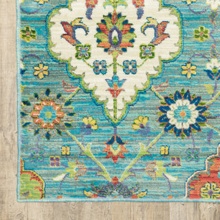 Oriental Weavers Joli 4929L Blue/ Multi Area Rug Corner On Wood