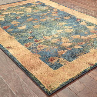 Oriental Weavers Kharma 349B4 Blue/Gold Area Rug Closeup Featured