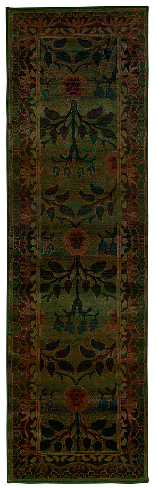 Oriental Weavers Kharma 450G4 Green/Brown Area Rug 2' 6 X 9' 1 Runner