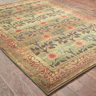 Oriental Weavers Kharma 450G4 Green/Brown Area Rug Closeup Feature