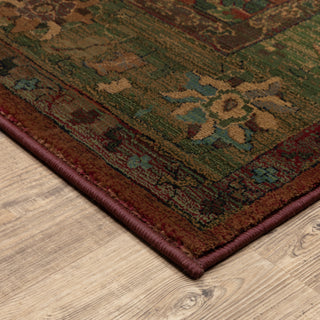 Oriental Weavers Kharma 807C4 Red/Green Area Rug Corner Featured