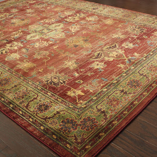 Oriental Weavers Kharma 836C4 Red/Green Area Rug Closeup Feature