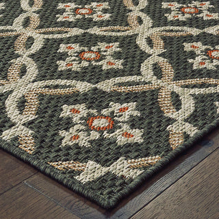 Oriental Weavers Latitude 1904K Grey Orange Area Rug Corner Image