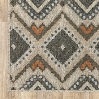 Oriental Weavers Latitude 002X3 Grey Orange Area Rug Corner Image