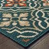 Oriental Weavers Latitude 709B3 Blue Orange Area Rug Corner Image