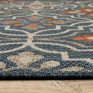 Oriental Weavers Latitude 709B3 Blue Orange Area Rug Pile Image