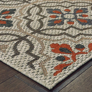Oriental Weavers Latitude 709Y3 Grey Orange Area Rug Corner Image