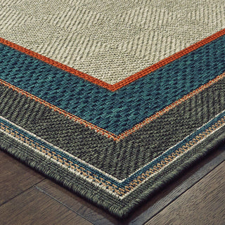 Oriental Weavers Latitude 8021L Grey Blue Area Rug Corner Image