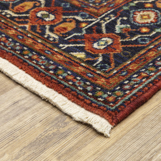 Oriental Weavers Lilihan 001C6 Red/Blue Area Rug Corner On Wood Featured